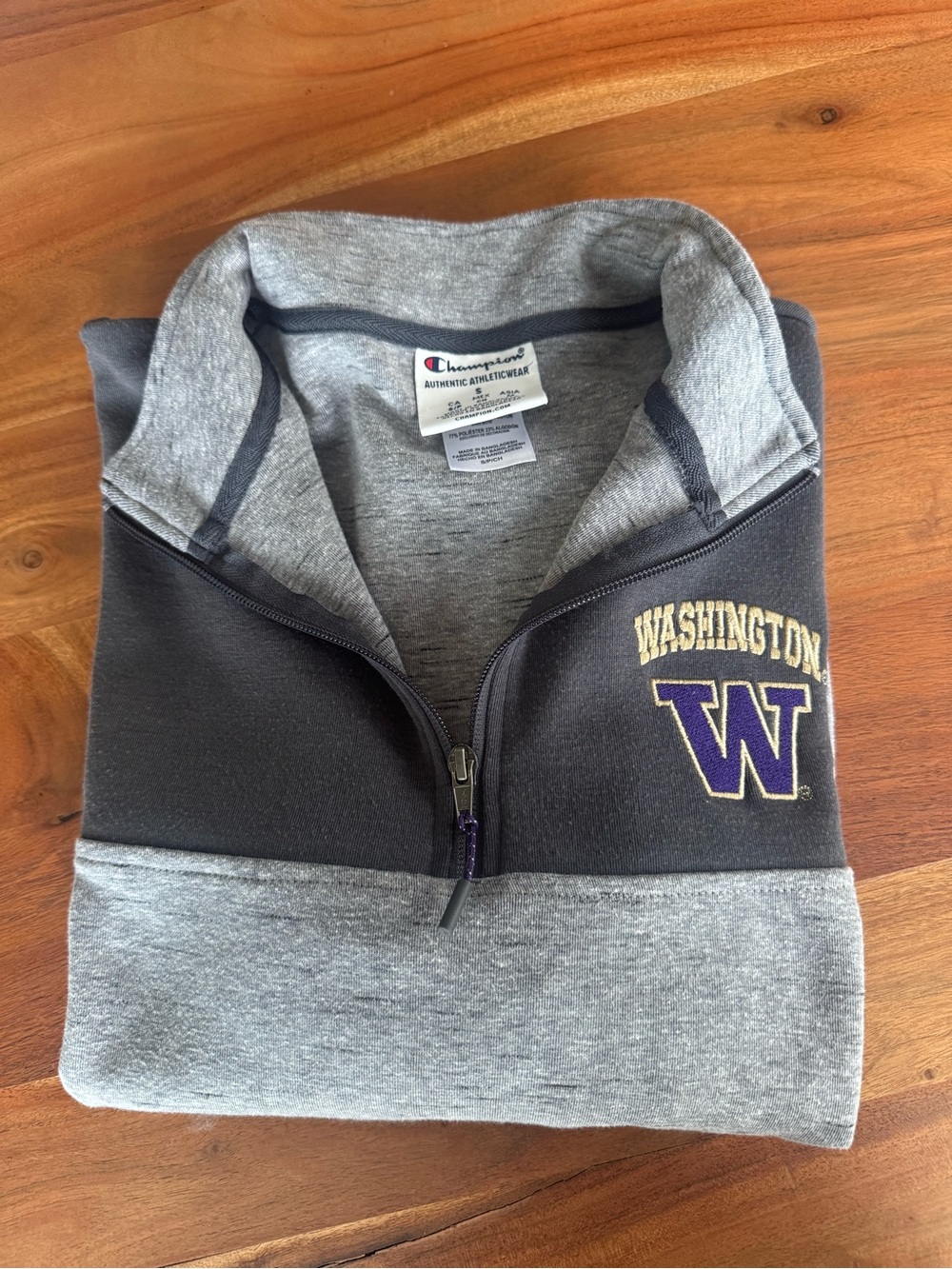Champion Men’s Washington Huskies Gray Quarter-Zip Pullover Sweatshirt
